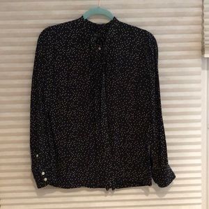 Black with white polka dot blouse J Crew